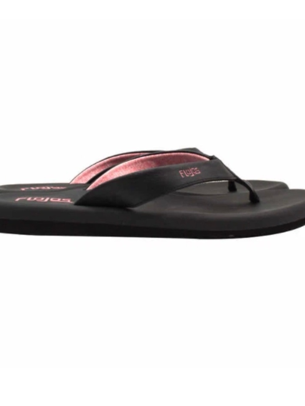 Flojos Black Flip Flop Sandals with Pink Interior Accent - Picture 3 of 5